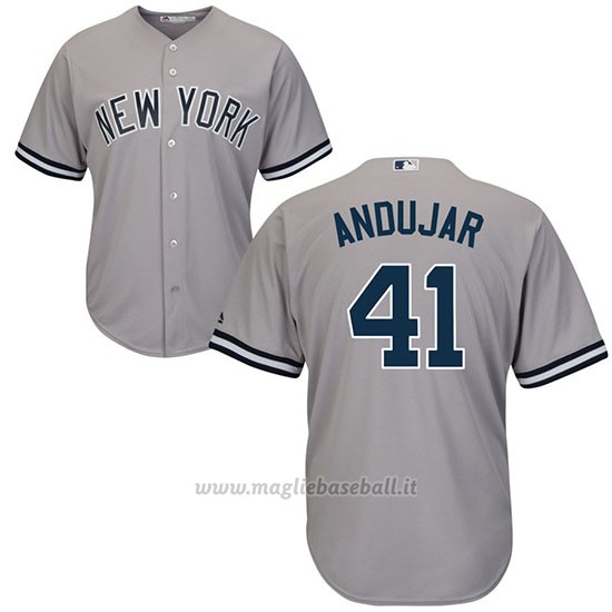 Maglia Baseball Uomo New York Yankees Miguel Andujar Grigio Road